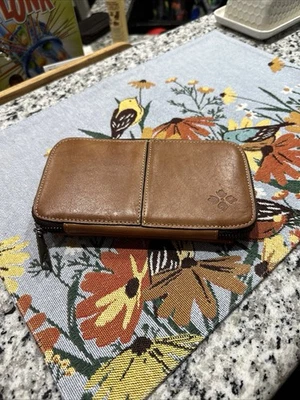 PATRICIA NASH Italian Red Embossed Leather Zip Elastic Closure Wallet - Image 1 of 4