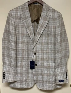 New PETER MILLAR 40R Crown Crafted Bay Plaid Soft Jacket BRI MS23XJ11 $1200 Gray - Picture 1 of 20