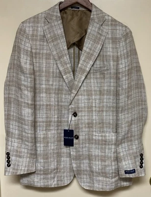 New PETER MILLAR 40R Crown Crafted Bay Plaid Soft Jacket BRI MS23XJ11 $1200 Gray - Image 1 of 4
