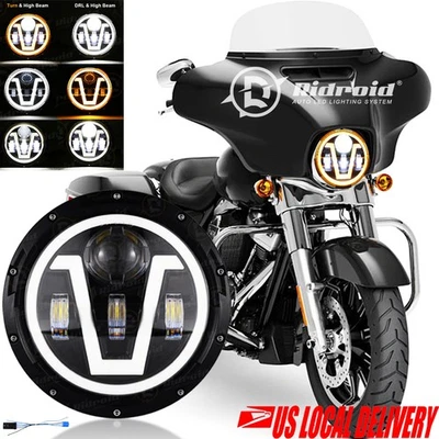 7" inch Motorcycle DOT LED Headlight Hi-Lo For Harley Davidson Touring Sportster Foto 1 de 4