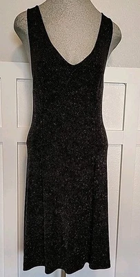 Mini Vestido Vintage Hampton Nites Negro Metálico Brillante Sin Mangas Talla 1 2 Usado Foto 1 de 4