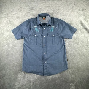 Howler Bros Gaucho Shirt Boys M Blue Jellyfish Western Pearl Snap - Picture 1 of 13