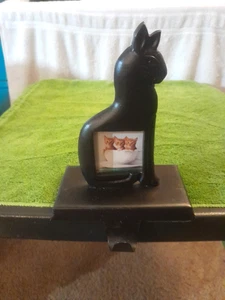 Egyptian Black Cat Metal Christmas Stocking Holder 6" Vintage? - Picture 1 of 13