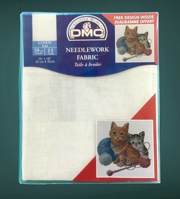 28 Count Linen 14x18 Off White Needlework Fabric DMC Color B5200 Cross Stitch - Image 1 of 4