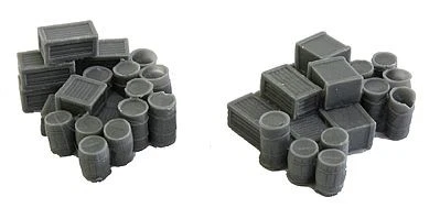 Bar Mills 1001 N Scale Assorted Crates & Barrels -- Unpainted - 2 Large Groups - Image 1 of 1