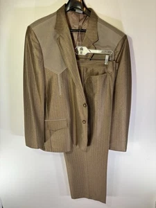 Buffalo Country Western Suit Mens 50R Brown 2 Button Pants 40x29 Vintage - Picture 1 of 24