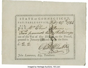 Oliver Wolcott, Jr. Signed, State Of Connecticut Pay Order, February 27, 1784 - Picture 1 of 3