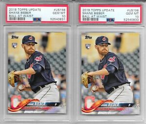 2018 Topps Update Shane Bieber RC PSA 10 CY YOUNG US198 Waist Variant QTY 