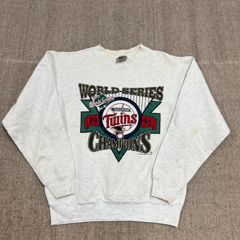 Vintage Minnesota Twins Sweatshirt Large Gray 1990s MLB World Series Cover