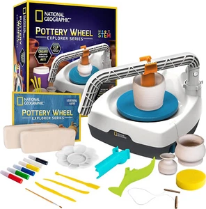 NATIONAL GEOGRAPHIC Pottery Wheel Kit for Kids Plug-in Motor Air Dry Clay 2 lbs - Picture 1 of 7