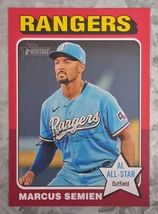 2024 Topps Heritage Marcus Semien #127 - STAMPA CORTA BORDO ROSSO - Foto 1 di 2