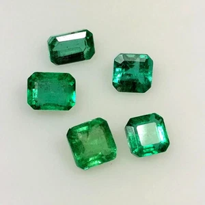 3.49ct Natural mined Zambian Emerald Octagon Top Green 5Pcs set Gems - Picture 1 of 5