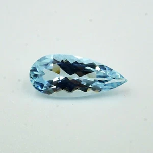 NATURAL BLUE AQUAMARINE GEMSTONE 3.50CT LOOSE PEAR FACETED AQUA JEWELRY MAKING - Picture 1 of 4