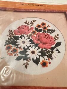 NEW Vintage 1983 The Creative Circle Classic Bouquet #0610 Embroidery Kit