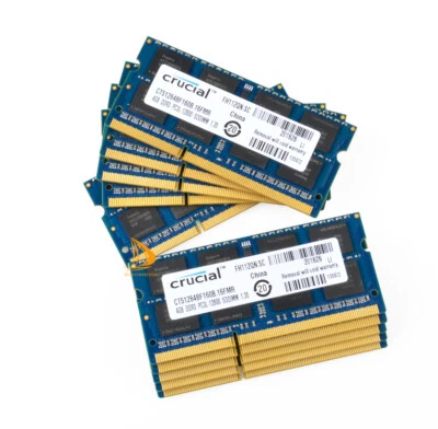 10X Laptop SODIMM RAM Crucial 4GB Memory 2RX8 PC3L-12800 DDR3 1600Mhz 1.35V CL11 - Image 1 of 4