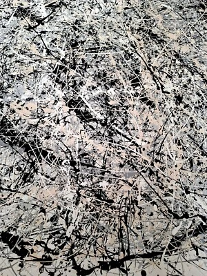 Pintura de acción abstracta original estilo Jackson Pollock sin estirar lienzo 36x41 Foto 1 de 4
