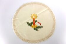Embroidered Christmas Doily Candle Mushroom Round 9.5" German