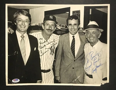 Billy Martin Danny Lawler signed 11x14 photo To Rudy Giuliani 2 auto RARE PSA - Image 1 of 4
