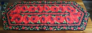New! Handcrafted Floral (Red/Black) Themed Decorative Table Runner (44" x 19") - Picture 1 of 4