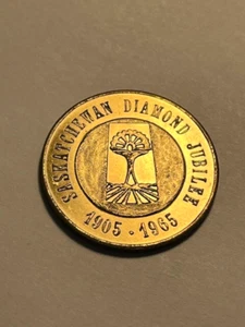 1965 Canada/Saskatchewan Diamond Jubilee Medal/senza coda #164-2sh - Foto 1 di 2