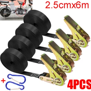 6m x 25mm Zinc Ratchet Straps Tie Down Heavy Duty Cargo Car Rack Lashing Straps - Picture 1 of 14
