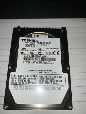 Toshiba 30GB Internal 4200RPM 2.5" HDD2199 (MK3029GACE) - Image 1 of 3