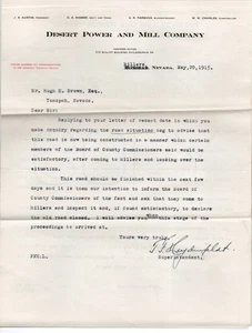 1915 group of 15 Letters Desert Power & Mill Co Millers Nevada Building of Road - Imagen 1 de 13