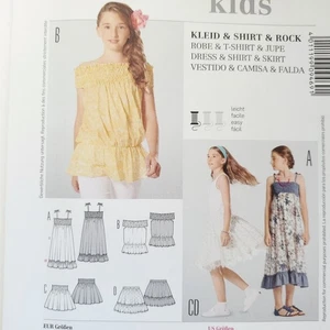 90er Burda Muster 9469 Mädchen gesmoktes Oberteil Sommerkleid Rock 7-13 - Bild 1 von 3