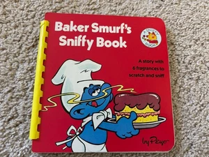 Vintage Baker Smurf's Sniffy Book Board Peyo 1982 Scratch & Sniff 6 Fragrances - Picture 1 of 19