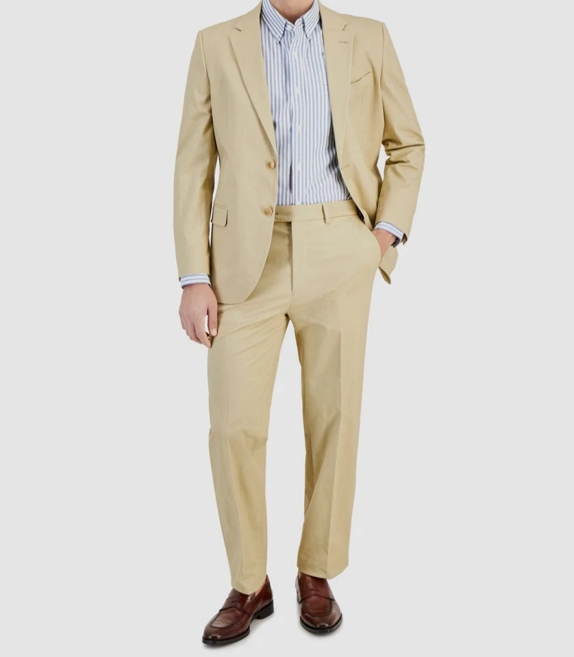 Nautica Men Beige Modern Stretch Suit Jacket Size 38R