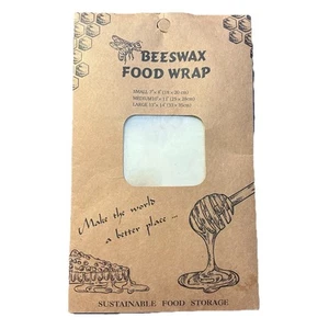 3-Pack Beeswax Wraps (S, M, L), Reusable Organic Food Wrap with Leaf Print - Picture 1 of 5