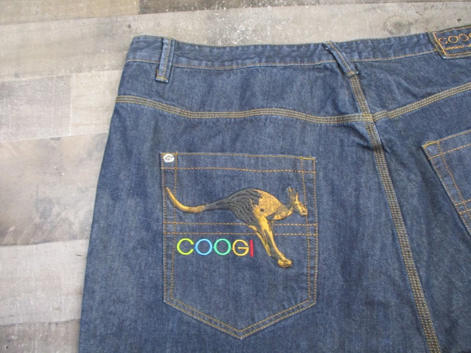 Coogi Jeans Mens 50x32 Fits 48x28 Blue Denim Wide Leg Embroidered Kangaroo - Image 1 of 4