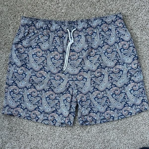 Herren Brooks Brothers Badeshorts Mehrfarbig Paisley XL String Tasche Mesh Nylon - Bild 1 von 10