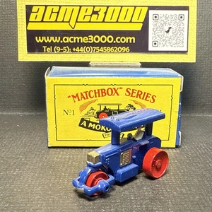 1988 Matchbox Moko Lesney - MX-104 No1 STEAM ROAD ROLLER Reissue - Blue - Boxed - Picture 1 of 16