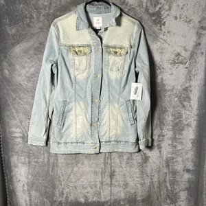 🆕 Chaqueta Jean LulaRoe Jaxon Denim Claro Bordada Espalda Talla Mediana - Imagen 1 de 11