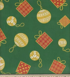 Merry Christmas Basics Christmas Ornaments Cotton Fabric By the Yard Bfab - Picture 1 of 1