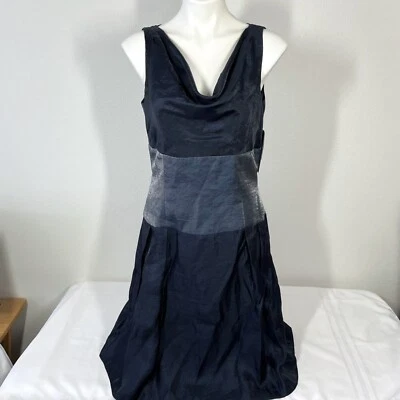 Adrianna Papell Dress Size 12 Blue Sleeveless Cowl Neck NEW Metallic Sheen - Image 1 of 4