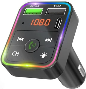 KIT VIVAVOCE BLUETOOTH AUTO FM MP3 USB PER AUTO SMARTPHONE CARICABATTERIE CAR - Zdjęcie 1 z 8