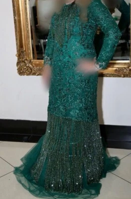 Elegantes grünes Abendkleid Nikkah Verlobung Hochzeit Brautkleid - Bild 1 von 4