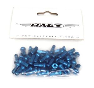 Halo Alloy Mountain Bike Spoke Nipples 14G Bag of 50, Blue
