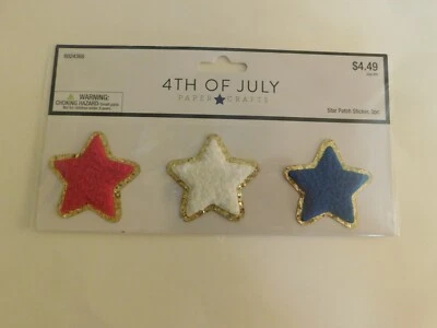 4 de julio papel manualidades rojo, blanco y azul estrella parche pegatina 3 piezas Foto 1 de 2