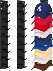 Hat Organizer for Baseball Caps (2-Pack), Strong Adhesive Hat Rack for Wall, Mul - Picture 1 of 12
