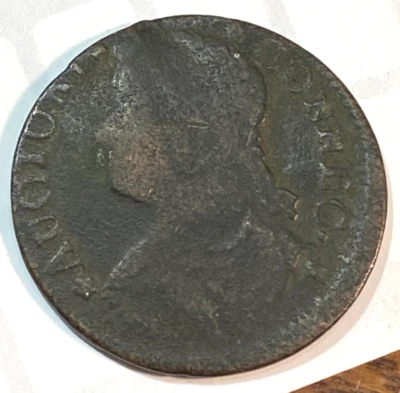 1787 Connecticut Copper Original VG Details Prominent Reverse Die Break CHRC - Image 1 of 2