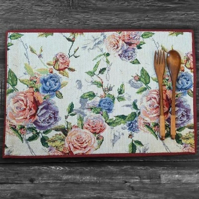 DaDa Bedding Set of 4 Vintage Romantic Roses Floral Tapestry Table Placemats - Image 1 of 4