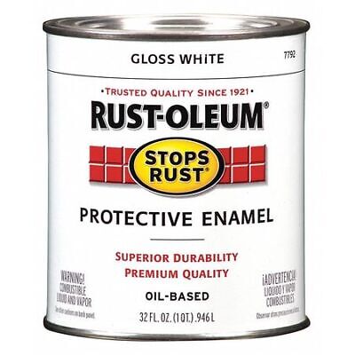 Rust-Oleum 7792502 Interior/Exterior Paint, Gloss, Oil Base, White, 1 Qt • 15.65$