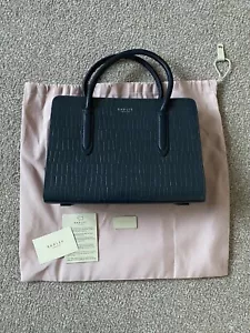 New Radley London Liverpool Street Faux Croc Small Ziptop Multi-way Navy Handbag - Picture 1 of 15