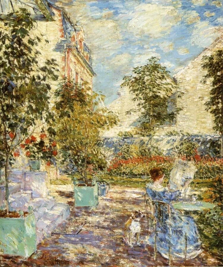Arte de ensueño pintura al óleo paisaje en-un-francés-jardín-frederick-childe-Hassam-aceite Foto 1 de 1