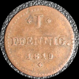 German States  HESSE-DARMSTADT 1819 pfennig  #5201 - Picture 1 of 2
