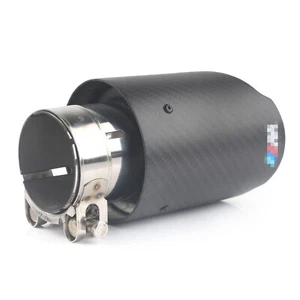 For BMW with M-POWER M Colored Muffler Pipe Tailpipe Carbon Fiber Exhaust Tips - Picture 1 of 10