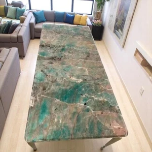48"x24" Natural Amazonite Crystal Slab Coffee Table | Healing Green Agate Stone - Picture 1 of 8
